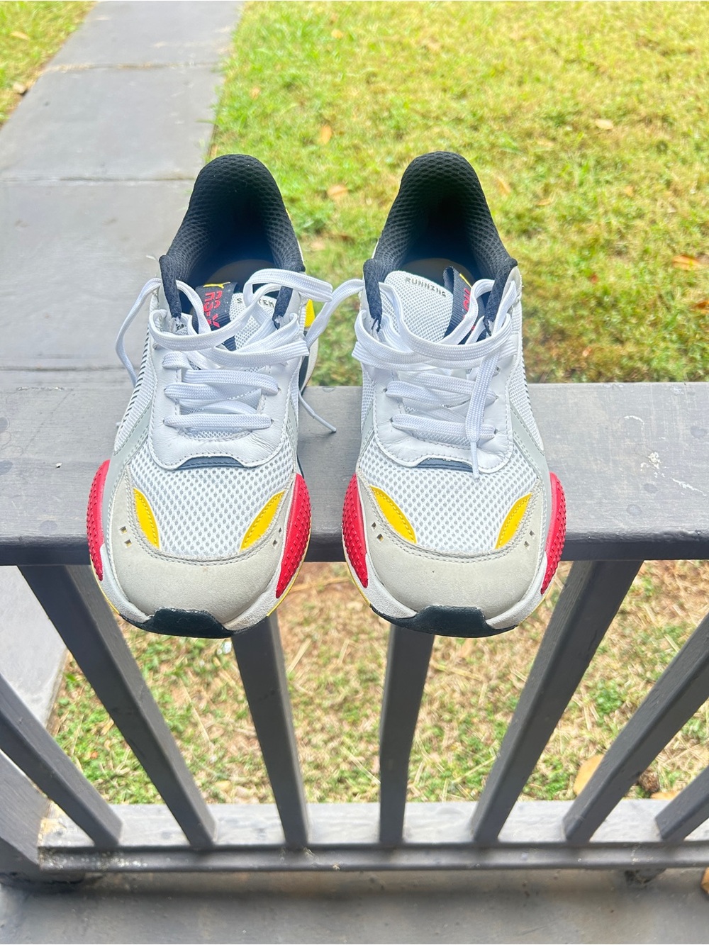 Puma White Athletic Sneakers with Yellow & Red Accents